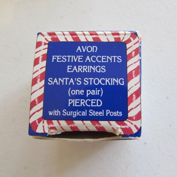 Avon 1992 Santa's Stockings Pierced Earrings NIB - Picture 2 of 11
